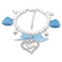 Edelweiss costume bracelet, blue, heart pendant with...