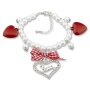Edelweiss costume bracelet, red, heart pendant with rhinestones and deer 085-04-03