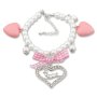 Edelweiss traditional costume bracelet, pink, heart pendant with rhinestones and deer 085-04-01