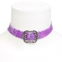 Bavarian style necklace, velvet band with square pendant, violet
