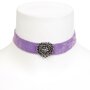 Edelweiss costume necklace, purple, with heart on elastic velvet ribbon 027-03-14
