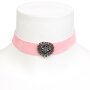 Edelweiss traditional costume chain, pink, with heart on elastic velvet ribbon 027-03-13