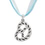 Bavarian style necklace with pretzel pendant with rhinestones, turquoise