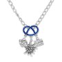 Edelweiss bavarian style necklace, pretzel, heart, flower, beer mug, dark blue