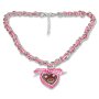 Bavarian style necklace with pink/white ribbon with bow...