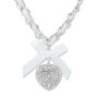 Bavarian style necklace with bow and heart pendant with rhinestones, white