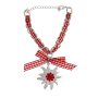 Edelweiss Trachten bracelet, red, with fabric ribbon and bow 085-03-29