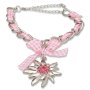 Edelweiss Trachten Armband,hell rosa, mit Stoffband und Schleife 085-03-27