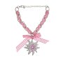 Edelweiss costume bracelet, light pink, with fabric ribbon and bow 085-03-27