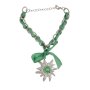 Edelweiss traditional costume bracelet, green, with pendant and bow 085-04-25