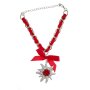 Edelweiss costume bracelet, siam red, with pendant and bow 085-04-19