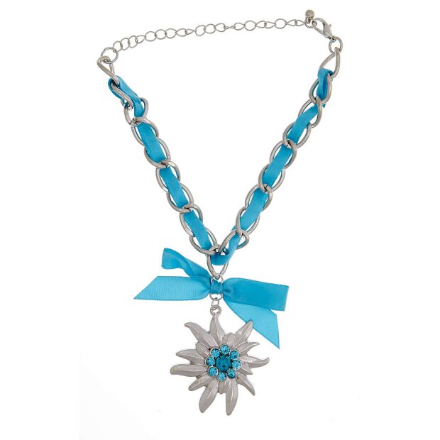 Edelweiss traditional costume bracelet, turquoise, with pendant and bow 085-04-29