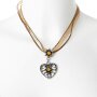 Edelweiss Trachten chain necklace heart pendant with rhinestones 43 cm brown S-0180 (028-04-17 / 18)