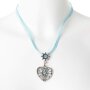 Edelweiss Trachten chain necklace heart pendant with rhinestones 43 cm turquoise S-0180 (028-04-01)