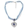 Edelweiss Trachten chain necklace heart pendant with rhinestones 43 cm blue (028-04-05)