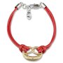 Edelweisse Trachten Armband, rot, mit Brezel, Strasssteinen und Kordelband 085-02-23