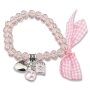 Edelweiss Trachten Armband,rosa,flexibel, mit Herz,Bretzel,Schleife und Strass 085-04-08