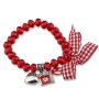 Edelweiss Trachten Armband,rot,flexibel, mit Herz,Bretzel,Schleife und Strass 085-04-09
