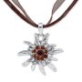 Edelweiss Trachten ladies chain pendant with rhinestones, collierban brown 028-03-08