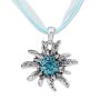 Edelweiss Trachten ladies chain pendant with rhinestones, necklace turquoise