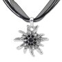 Edelweiss Trachten ladies chain pendant with rhinestones, collierban black 028-03-13