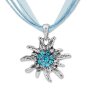 Edelweiss Trachten ladies chain pendant with rhinestones, collierban baby blue 028-03-04