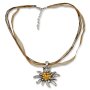Edelweiss Trachten ladies chain pendant with rhinestones, necklace topaz