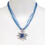 Edelweiss Trachten ladies chain pendant with rhinestones, collierban blue 028-03-01