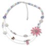 Edelweiss costume necklace, pink / multicolored, with pearls, flowers and butterflies