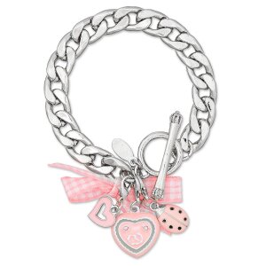 Edelweiss costume bracelet, pink, with heart, bow and...
