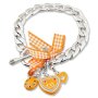 Edelweiss costume bracelet, orange, with heart, bow and ladybug