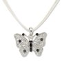 Womens necklace with butterfly, rhinestones, Edelweiss traditional costumes, cream