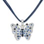 Womens necklace with butterfly, rhinestones, Edelweiss traditional costumes, blue