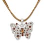 Womens necklace with butterfly, rhinestones, Edelweiss traditional costumes, brown / topaz