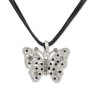 Womens necklace with butterfly, rhinestones, Edelweiss traditional costumes, black
