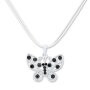 Traditional necklace with butterfly, rhinestones, Edelweiss traditional costumes, white / black