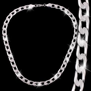 Curb necklace mens necklace 1 cm wide
