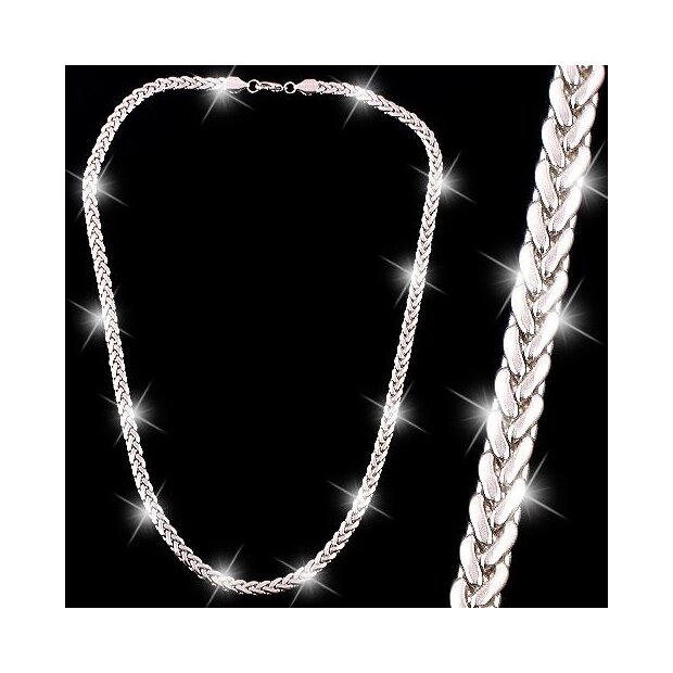 Silver plait necklace 60 cm long 5 mm wide