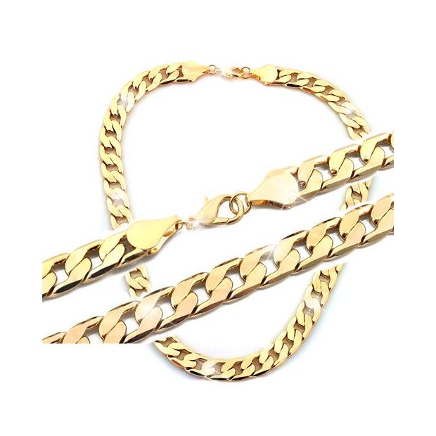 Curb necklace mens necklace 50 cm long 1,2 cm wide shiny gold