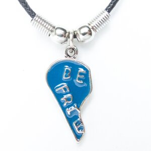 Friendship Necklace, 2 necklaces, each with half hearts and a Best Friends print.
