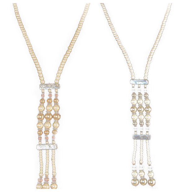 Perlenkette, lange Perlenkette, Anh&auml;nger mit Perlen, verstellbarer Verschluss