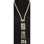 PerlenKette Wei&szlig;/Grau, lange Perlenkette, Perlenanh&auml;nger, verstellbarer Verschluss