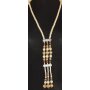 PerlenKette Beige/Braun, lange Perlenkette, Perlenanh&auml;nger, verstellbarer Verschluss