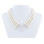 Chain, statement chain, white, necklace design, glitter element, clip closure, non-adjustable, for ladies, venture