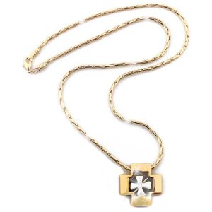 Golden necklace with cross pendant length 50 cm strength...