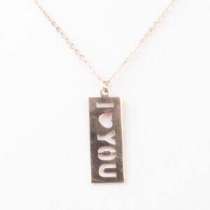 Stainless steel necklace with I love you pendant