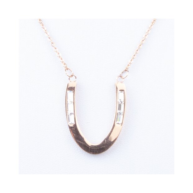 Stainless steel chain with a U/ horseshoe/ magnetic horseshoe pendant/ rose gold
