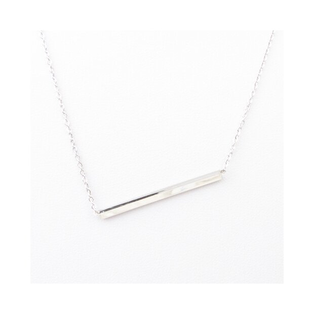 Stainless steel necklace with fine, thin beam pendant, silver, for ladies, Tillberg design, anchor chain, simple, elegant, timeless