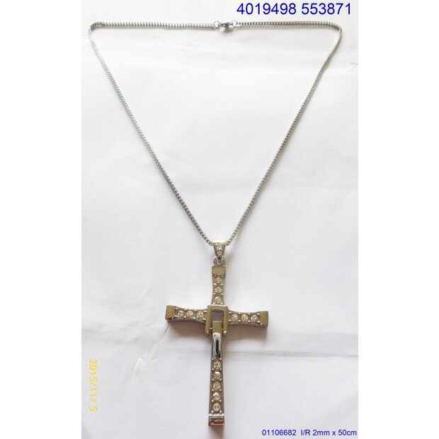 Stainless steel nacklace with cross pendant silver