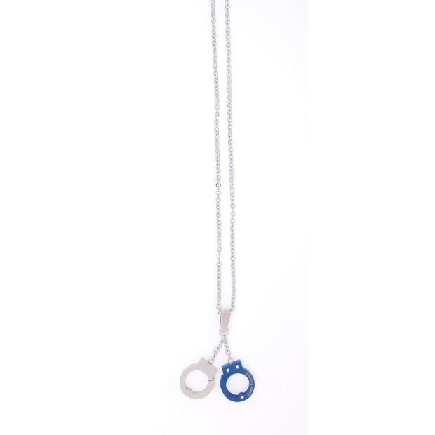Stainless steel necklace with handcuff pendant silver